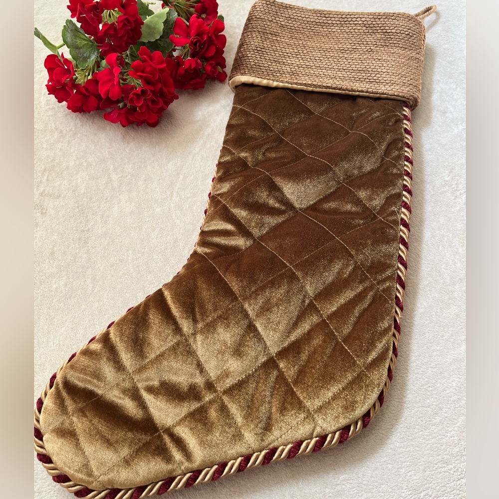Villa Bacci Gold Quilted Christmas Stocking
